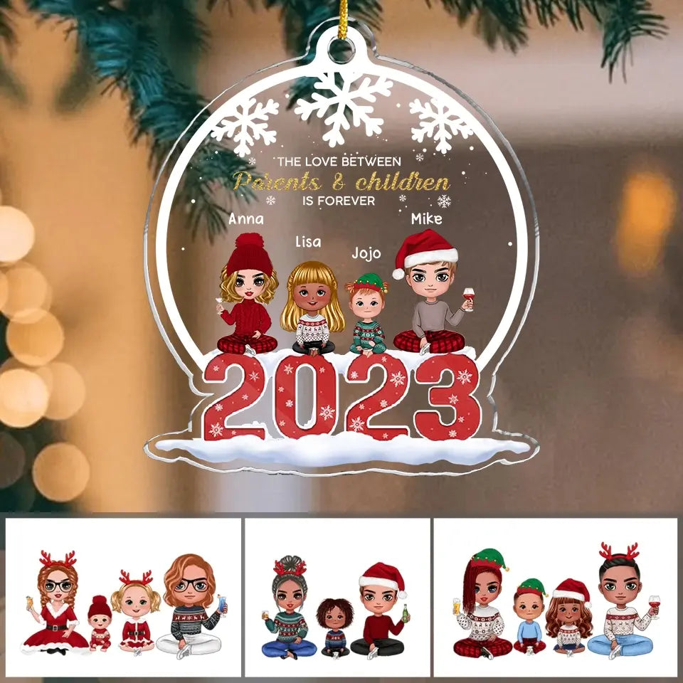 Family Sitting Together - Family Personalized Custom Ornament - Acrylic Ornament - Christmas Gift For Family Members