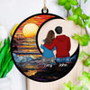 Personalized Christmas Couple Hugging Custom Suncatcher Ornament