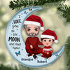 Grandpa Dad &amp; Kid On Moon Christmas Gift Personalized Acrylic Ornament