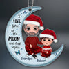 Grandpa Dad &amp; Kid On Moon Christmas Gift Personalized Acrylic Ornament