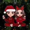 Doll Couple Sitting Christmas Gift For Him For Her Personalized Acrylic Ornament