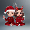 Doll Couple Sitting Christmas Gift For Him For Her Personalized Acrylic Ornament