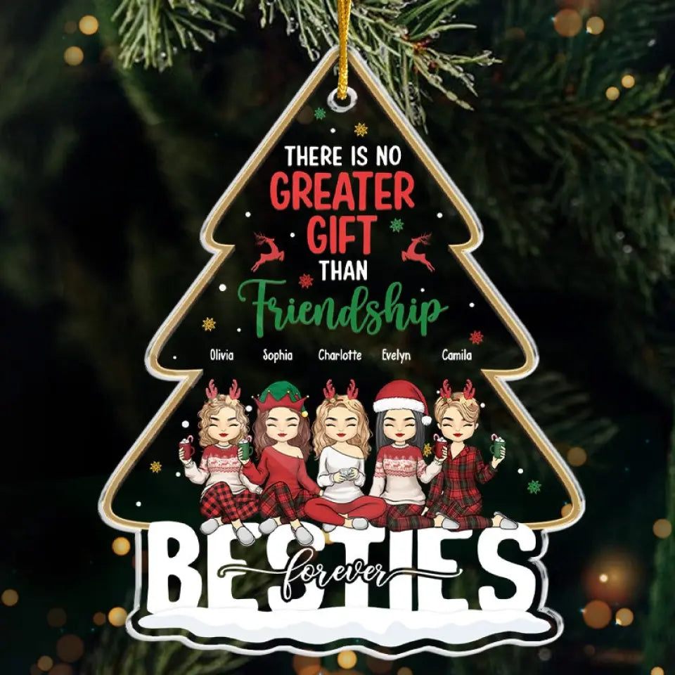 Our Friendship Is Endless - Bestie Personalized Custom Ornament - Acrylic Christmas Tree Shaped - Christmas Gift For Best Friends, BFF, Sisters