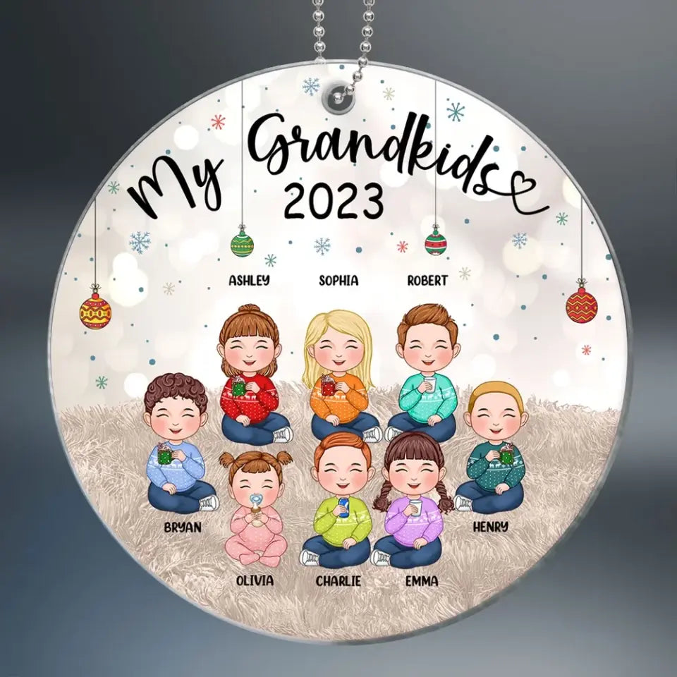 My Grandkids Cute Doll Kids Sitting Personalized Acrylic Ornament
