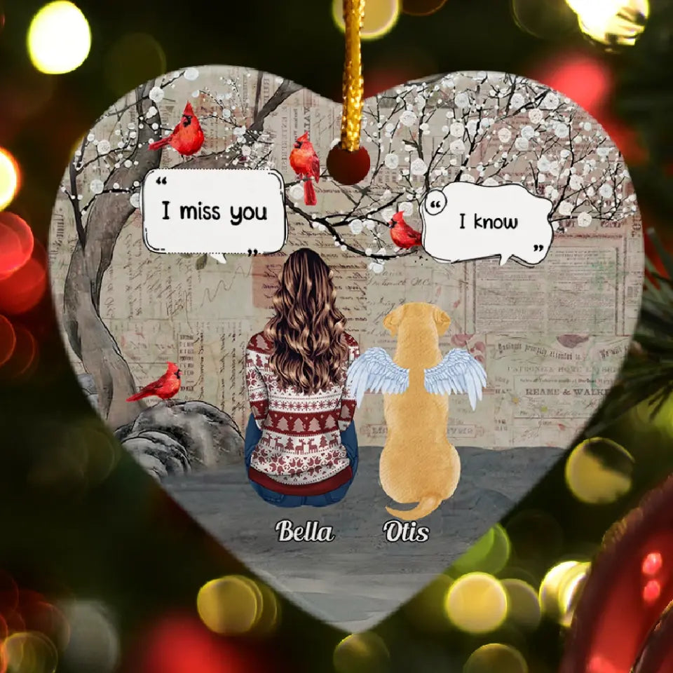 I Miss You - Personalized Heart Shaped Ceramic Memorial Ornament