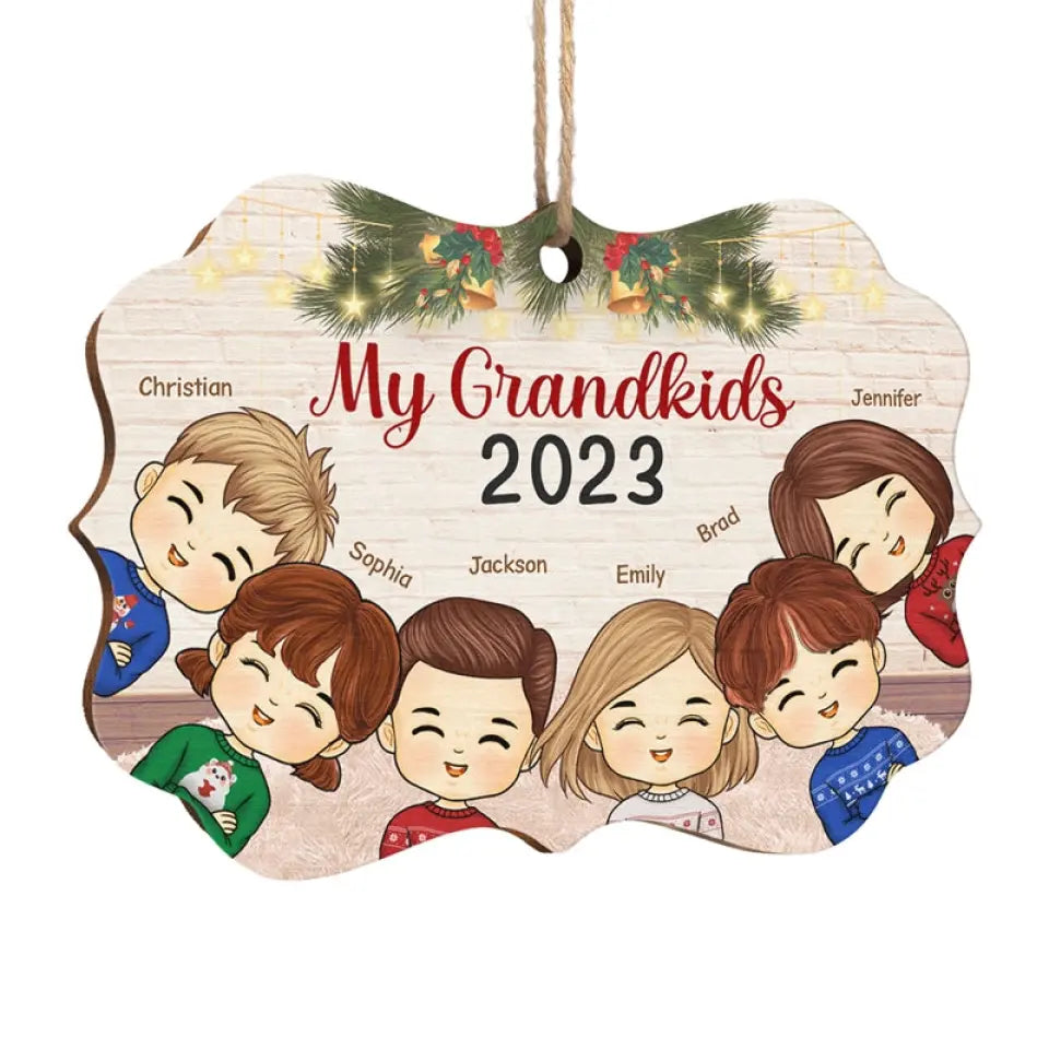 Awesome Like My Grandkids - Family Personalized Custom Ornament - Wood Benelux Shaped - Christmas Gift For Family Members