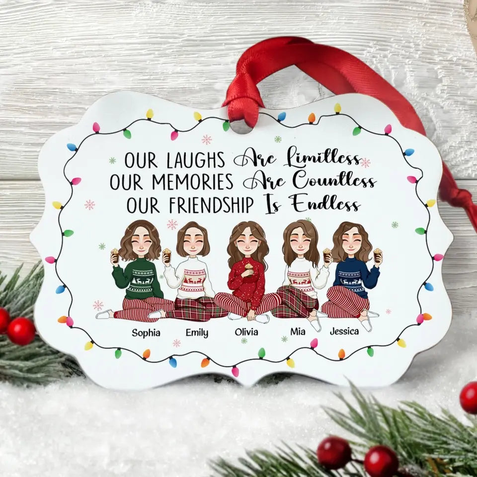 Our Friendship Is Endless - Personalized Wooden Christmas Ornament