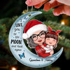 Christmas Doll Grandma &amp; Kid Hugging On Moon Christmas Gift Personalized Acrylic Ornament