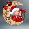 Cute Grandma &amp; Grandkid Checkered Pattern Heart Love To The Moon Gift For Granddaughter Grandson Personalized Wooden Ornament