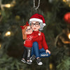 Grandkid Hugging Sitting Grandma Christmas Gift For Granddaughter Grandson Personalized Acrylic Ornament
