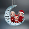 Grandpa Grandma Grandparents &amp; Kid On Moon Christmas Gift Personalized Acrylic Ornament