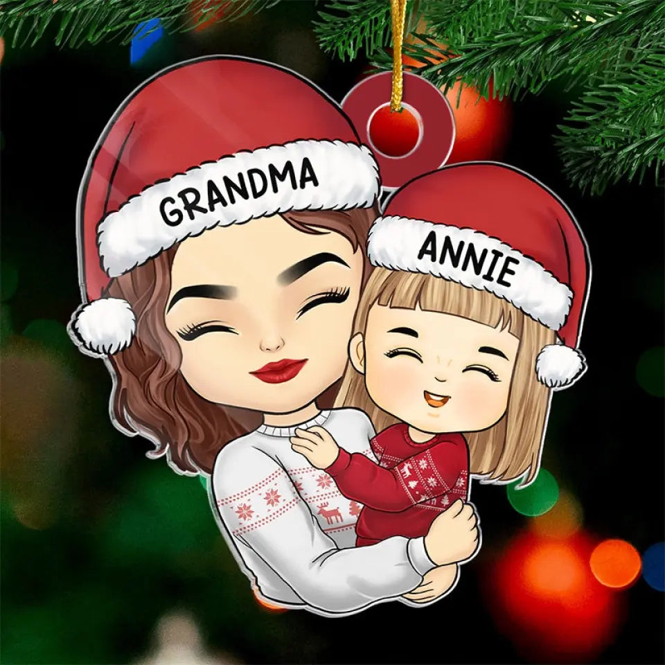 Sending You Holiday Hugs - Family Personalized Custom Ornament - Acrylic Custom Shaped - Christmas Gift For Mom, Grandma