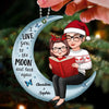 Grandma and Baby Reading on the Moon Personalized Acrylic Ornament - Family Christmas Gift