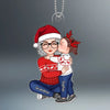 Cute Grandkid Kissing Grandma Christmas Gift For Granddaughter Grandson Personalized Acrylic Ornament