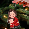 Christmas New Face Grandma &amp; Grandkid Hugging Eyes Closed Personalized Acrylic Ornament