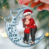 Grandma Hugging Grandson Granddaughter On Moon Hearts Personalized Acrylic Ornament