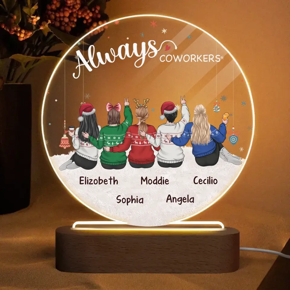 Always My Sister Forever My Friend - Bestie Personalized Custom Acrylic Night Light - Christmas Gift For Best Friends, BFF, Sisters