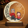 Grandma Grandkid Sitting Love You To The Moon And Back Gift For Granddaughter Grandson Personalized Acrylic Plaque Circle LED Night Light