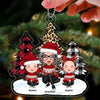 Leopard Checkered Pattern Christmas Tree Grandma Grandkids Happy Face Personalized Acrylic Ornament