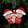Doll Grandma Grandpa Hugging Kid Christmas Gift For Granddaughter Grandson Personalized Acrylic Ornament