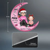 Cute Grandma Grandpa &amp; Grandkid On Pink Moon Christmas Gift Personalized Acrylic Ornament