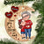 Checkered Pattern Heart Cartoon Grandma & Grandkid Hugging On Moon Personalized Wooden Ornament