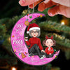 Pink Moon Christmas Light Grandma Grandkid Personalized Acrylic Ornament
