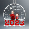 Cute Grandma Grandkids Sitting On Snow 2023 Moon Christmas Sleigh Personalized Acrylic Ornament