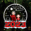 Cute Grandma Grandkids Sitting On Snow 2023 Moon Christmas Sleigh Personalized Acrylic Ornament