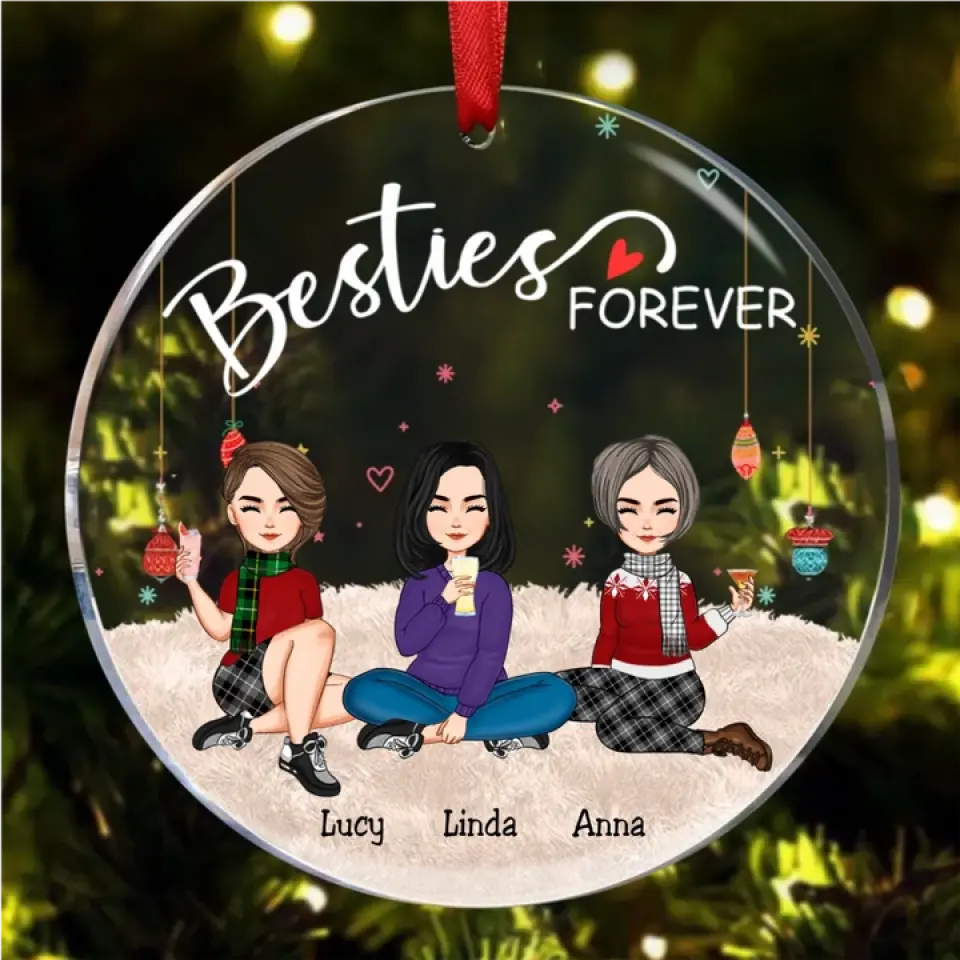 Besties - Besties Forever - Personalized Circle Ornament (QH)