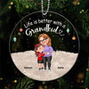 My Grandkids Cartoon Grandma &amp; Grandkids Hugging Personalized Acrylic Ornament