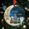 Grandma Grandkids - I love you to the moon and back - Personalized Circle Ornament