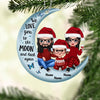 Grandpa Grandma Grandparents &amp; Kid On Moon Christmas Gift Personalized Acrylic Ornament