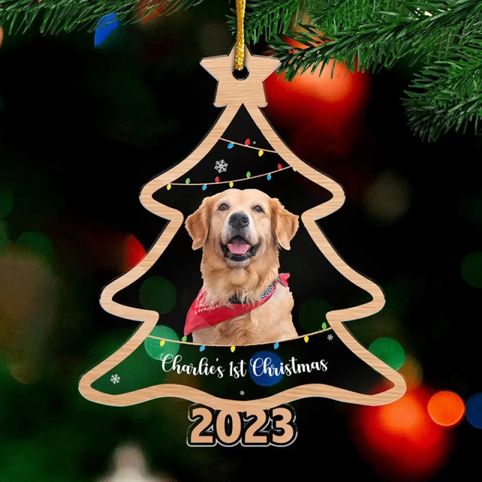 Custom Photo Merry Friendsmas - Dog & Cat Personalized Custom Ornament - Acrylic Custom Shaped - Christmas Gift For Pet Owners, Pet Lovers