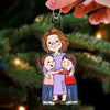 Simple Cartoon Grandma Hugging Grandkid Personalized Acrylic Ornament