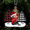 Leopard Checkered Pattern Christmas Tree Grandma Mom Holding Kid Side View Personalized Acrylic Ornament