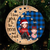 Checkered Pattern Doll Grandma & Grandkid On Moon Personalized Wooden Ornament