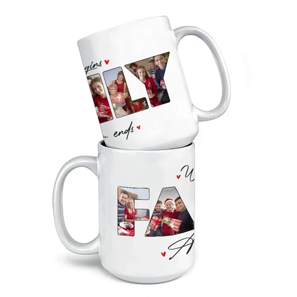 Where Love Never Ends - Family Personalized Custom Mug - Gift For Family Members