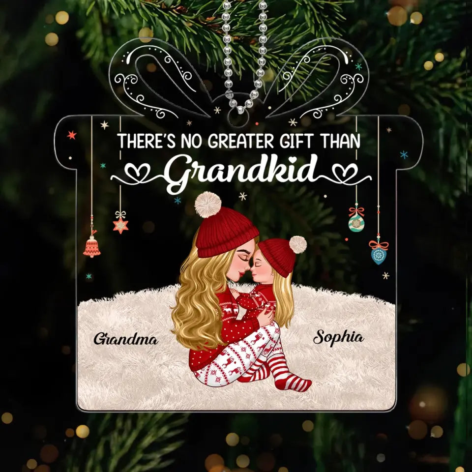 Grandma & Kid Hugging Personalized Gift Shaped Acrylic Ornament