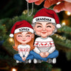 New Cartoon Grandma &amp; Grandkid Sitting Together Personalized Acrylic Ornament