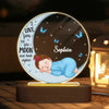 Baby Sleeping On Moon Personalized Circle LED Night Light