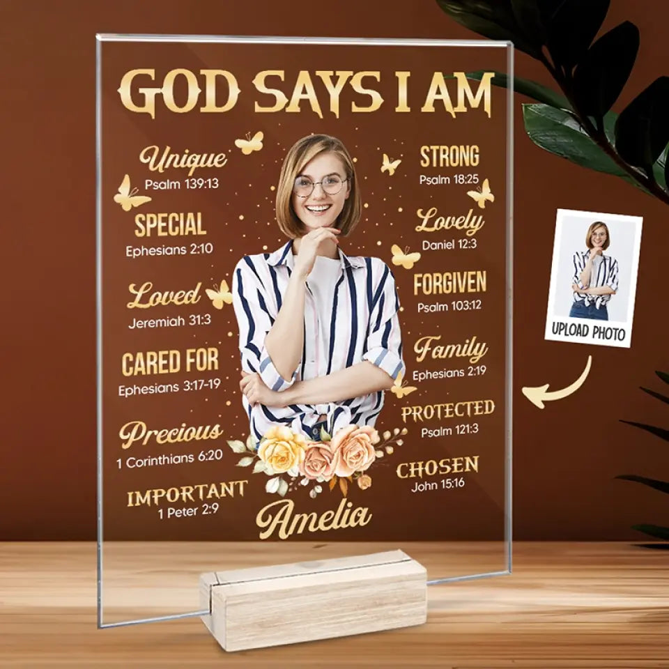 God Says I Am - Personalized Custom Rectangle Shaped Acrylic Plaque - Gift For Yourself