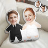 Custom Photo Face Cutout Wedding Couple - Gift For Couples - Personalized Custom Shaped Pillow