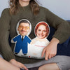 Custom Photo Face Cutout Wedding Couple - Gift For Couples - Personalized Custom Shaped Pillow