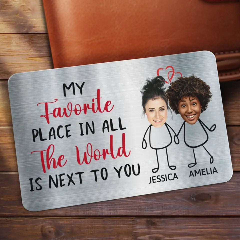 Custom Photo My Favorite Place - Gift For Couples, Husband, Wife - Personalized Aluminum Wallet Card