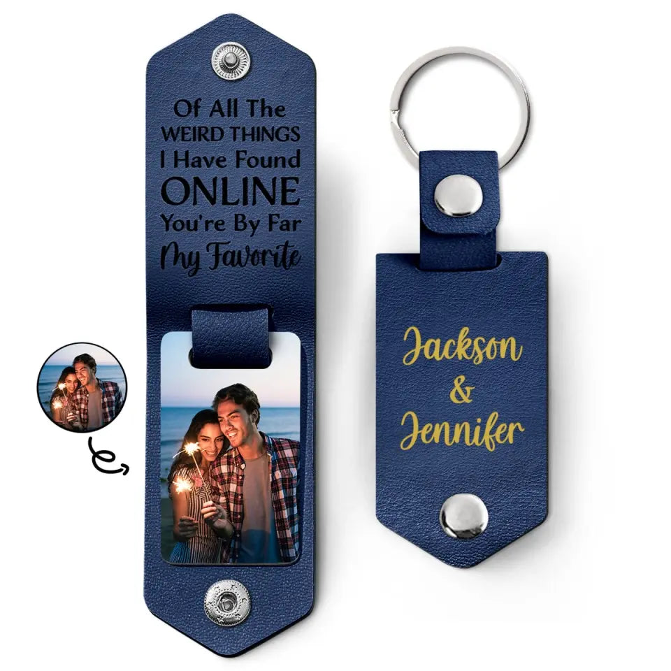 Custom Photo You Are My Favorite - Gift For Couples - Personalized Leather Photo Keychain