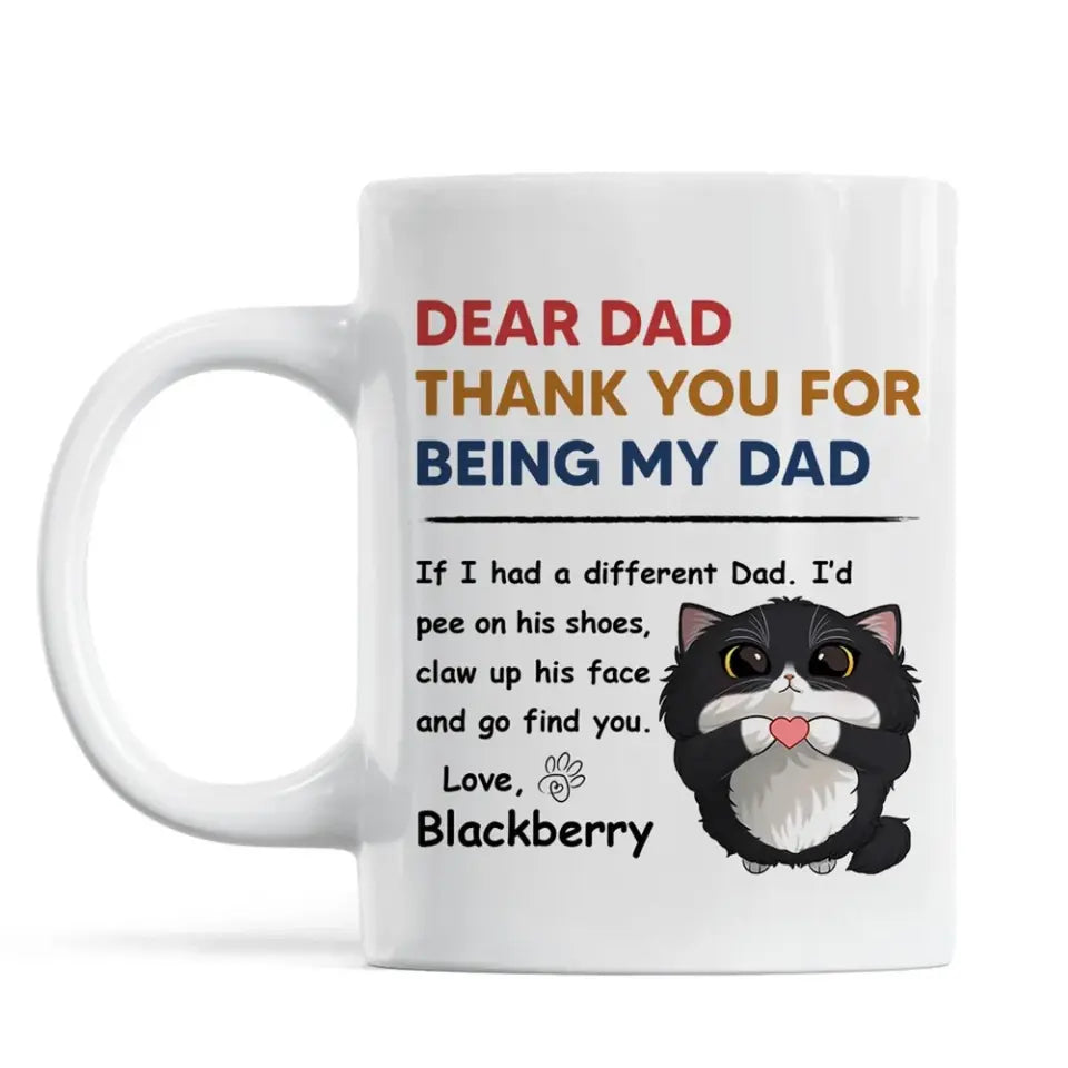 Thank You For Being My Cat Dad Mom Cute Cartoon Cats Looking Up Personalized Mug