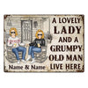 Family Couple A Lovely Lady And A Grumpy Old Man Live Here - Couple Gift - Personalized Custom Classic Metal Signs