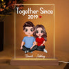 Doll Couple Sitting Gift For Him Gift For Her Personalized Rectangle Acrylic Plaque LED Lamp Night Light