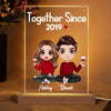 Doll Couple Sitting Gift For Him Gift For Her Personalized Rectangle Acrylic Plaque LED Lamp Night Light
